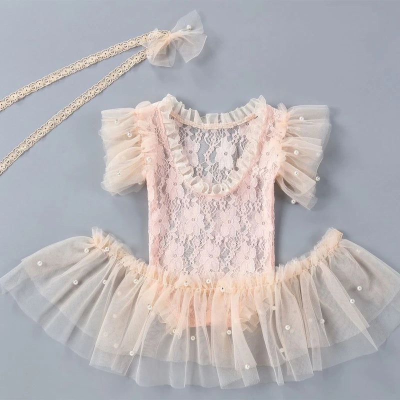 KMK - Lace Romper Headband Set