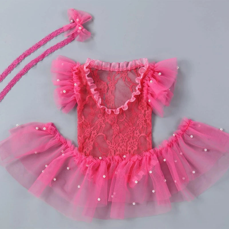 KMK - Lace Romper Headband Set