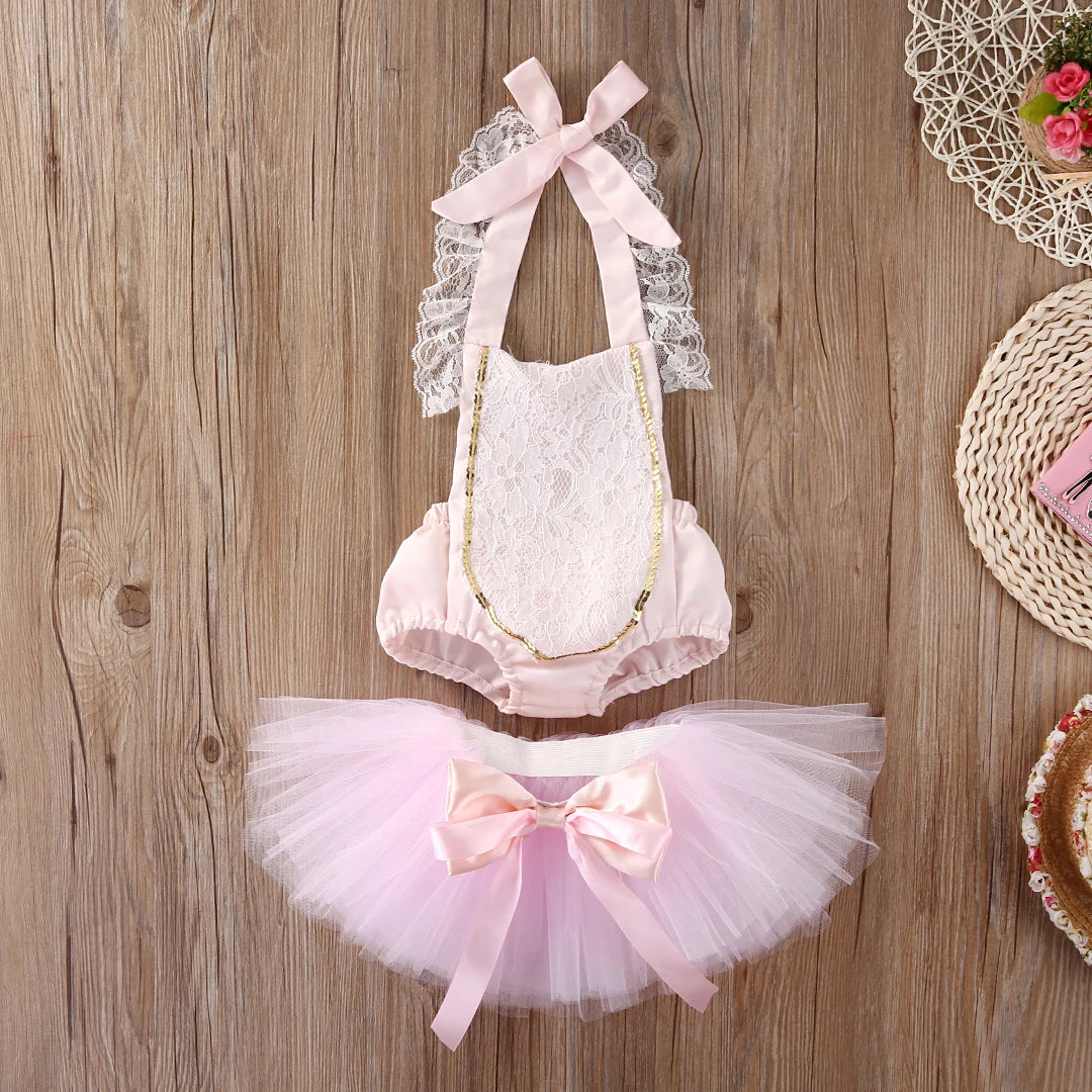 KMK - Lace Romper +Tutu Skirt