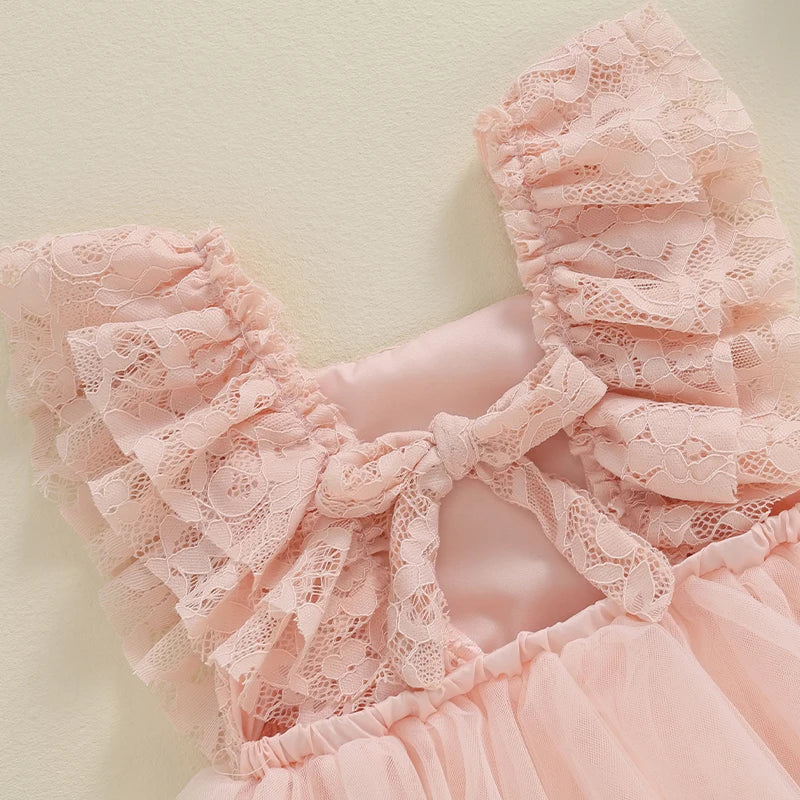 KMK - Lace Tulle Romper Dress + Headband