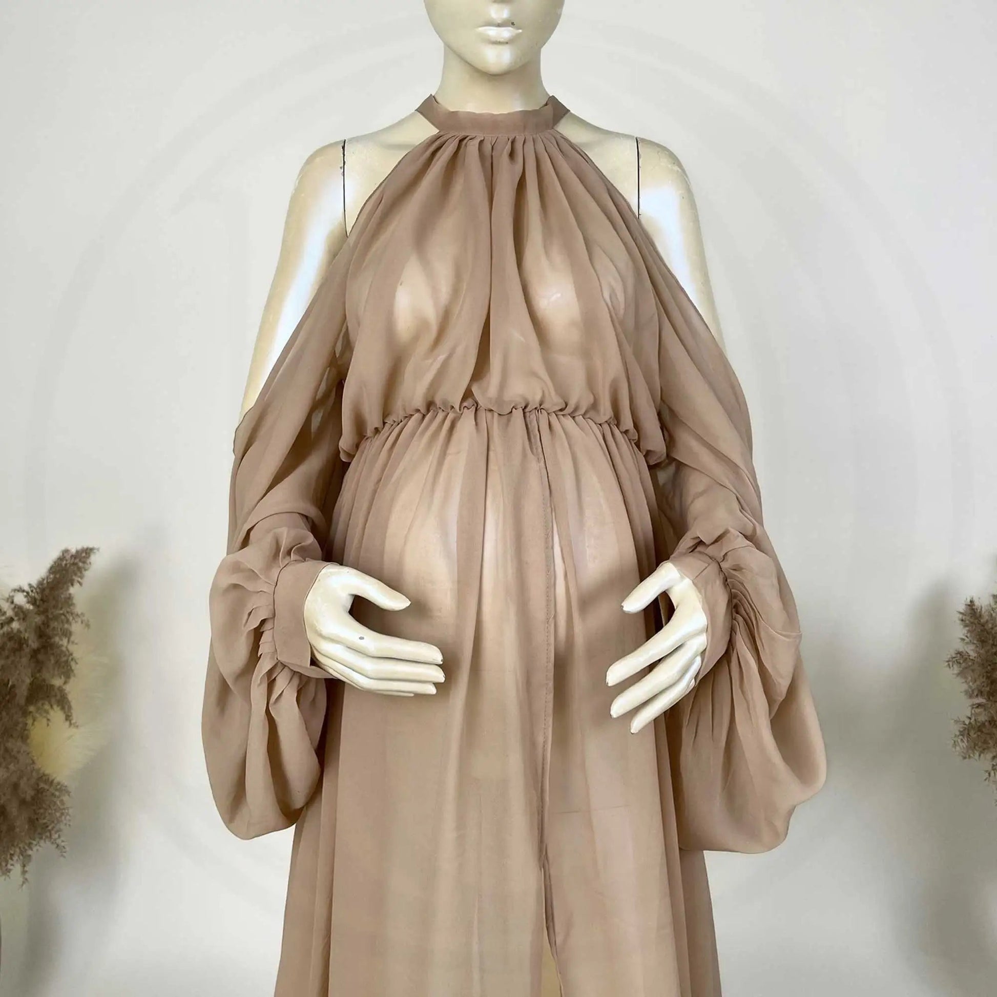 KMK - Lantern Sleeve Loose Chiffon Maternity Gown