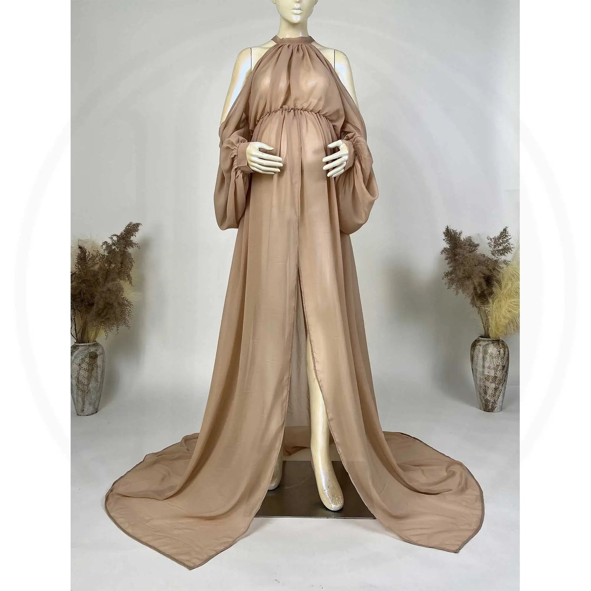 KMK - Lantern Sleeve Loose Chiffon Maternity Gown