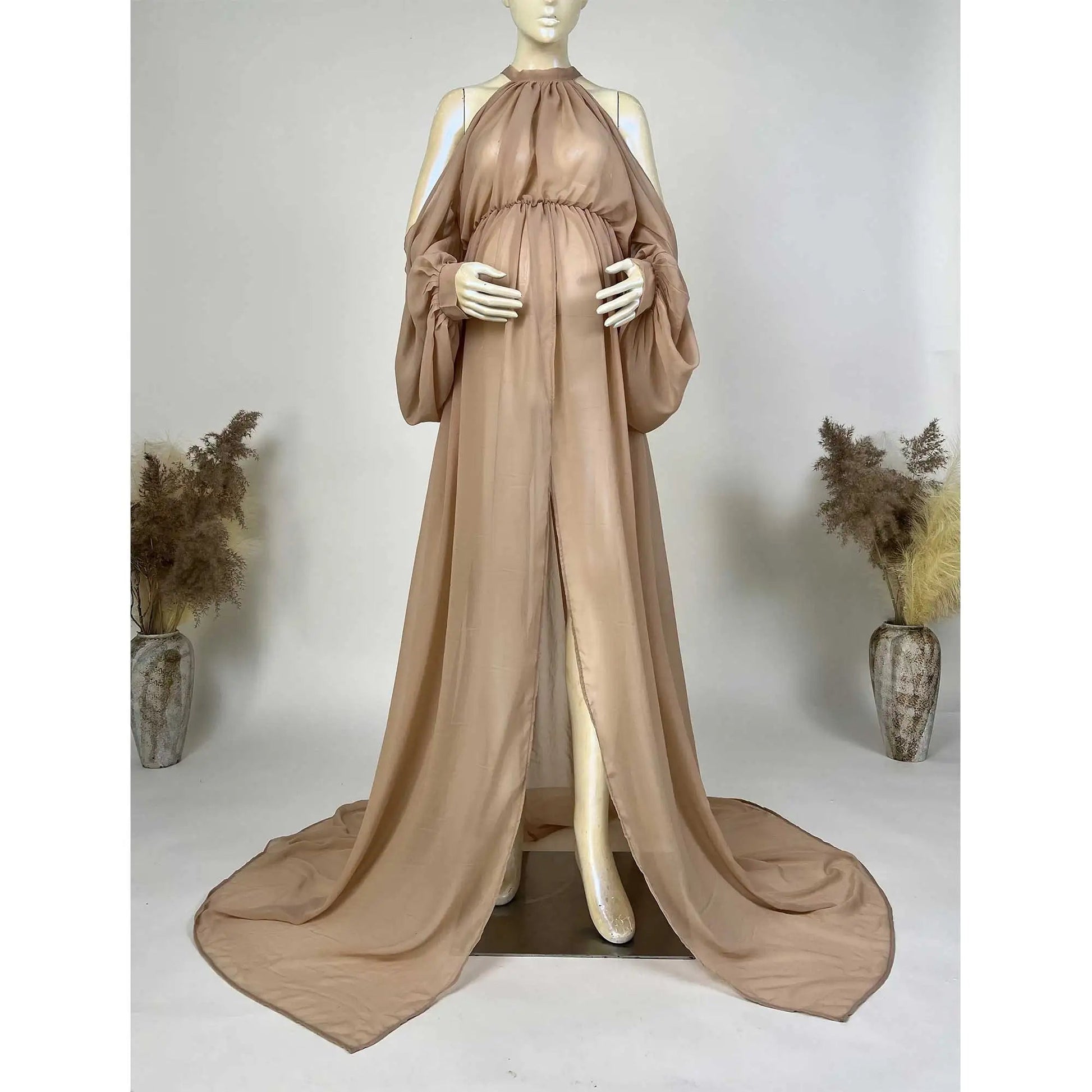 KMK - Lantern Sleeve Loose Chiffon Maternity Gown