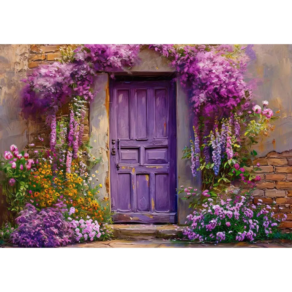 KMK - Lavender Floral Door Poly Photography Backdrop