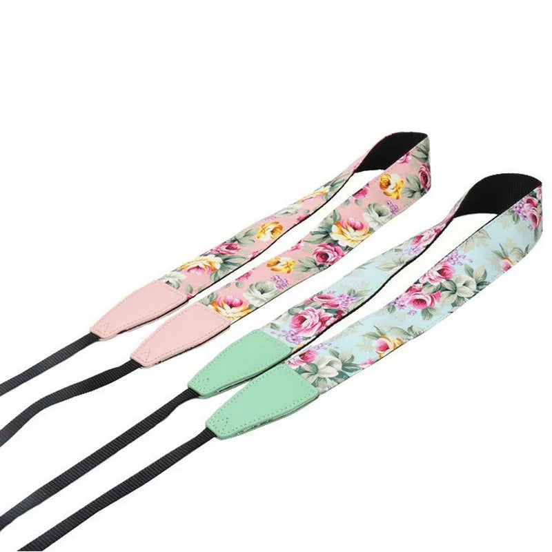 KMK - Lightweight Adjustable Leather Camera Strap - Floral