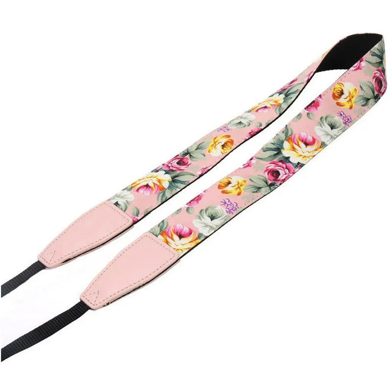 KMK - Lightweight Adjustable Leather Camera Strap - Floral