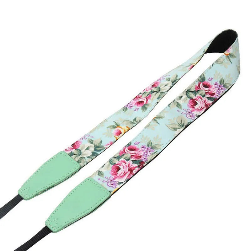 KMK - Lightweight Adjustable Leather Camera Strap - Floral