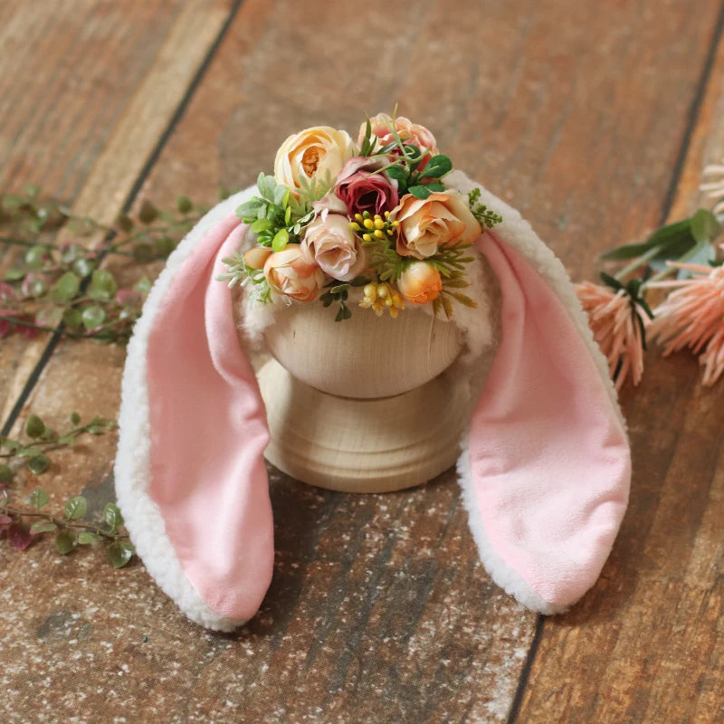 KMK - Long Ears Furry Floral Bunny Bonnet