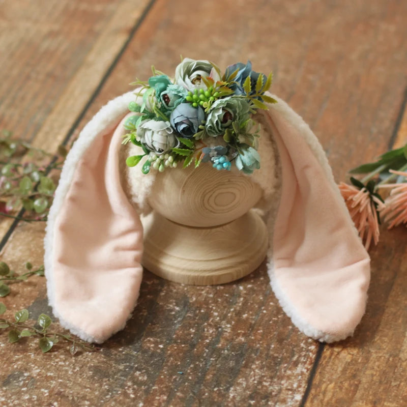 KMK - Long Ears Furry Floral Bunny Bonnet