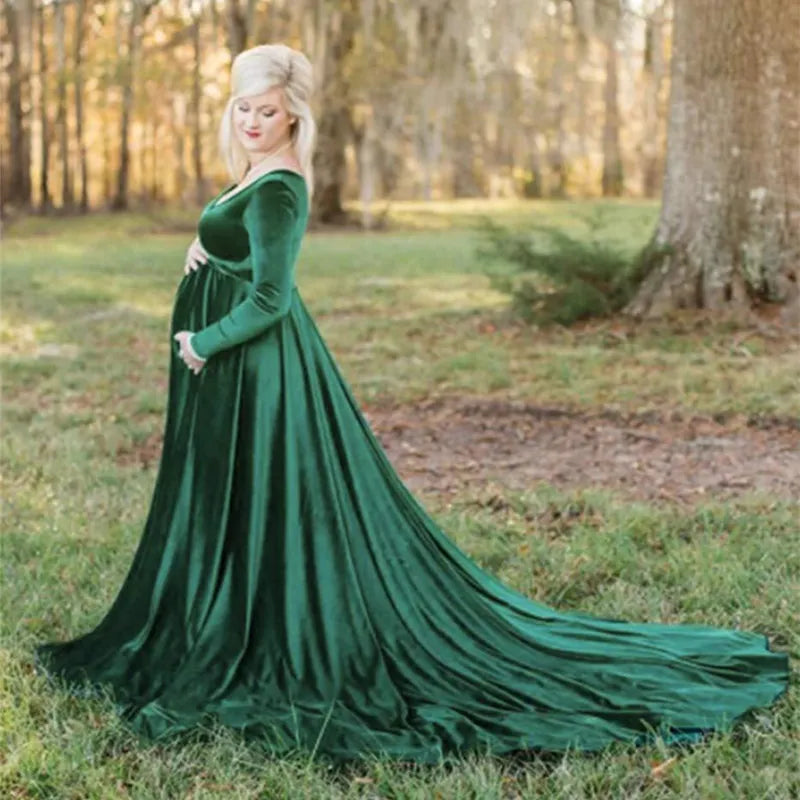 KMK - Long Velvet Maternity Gown