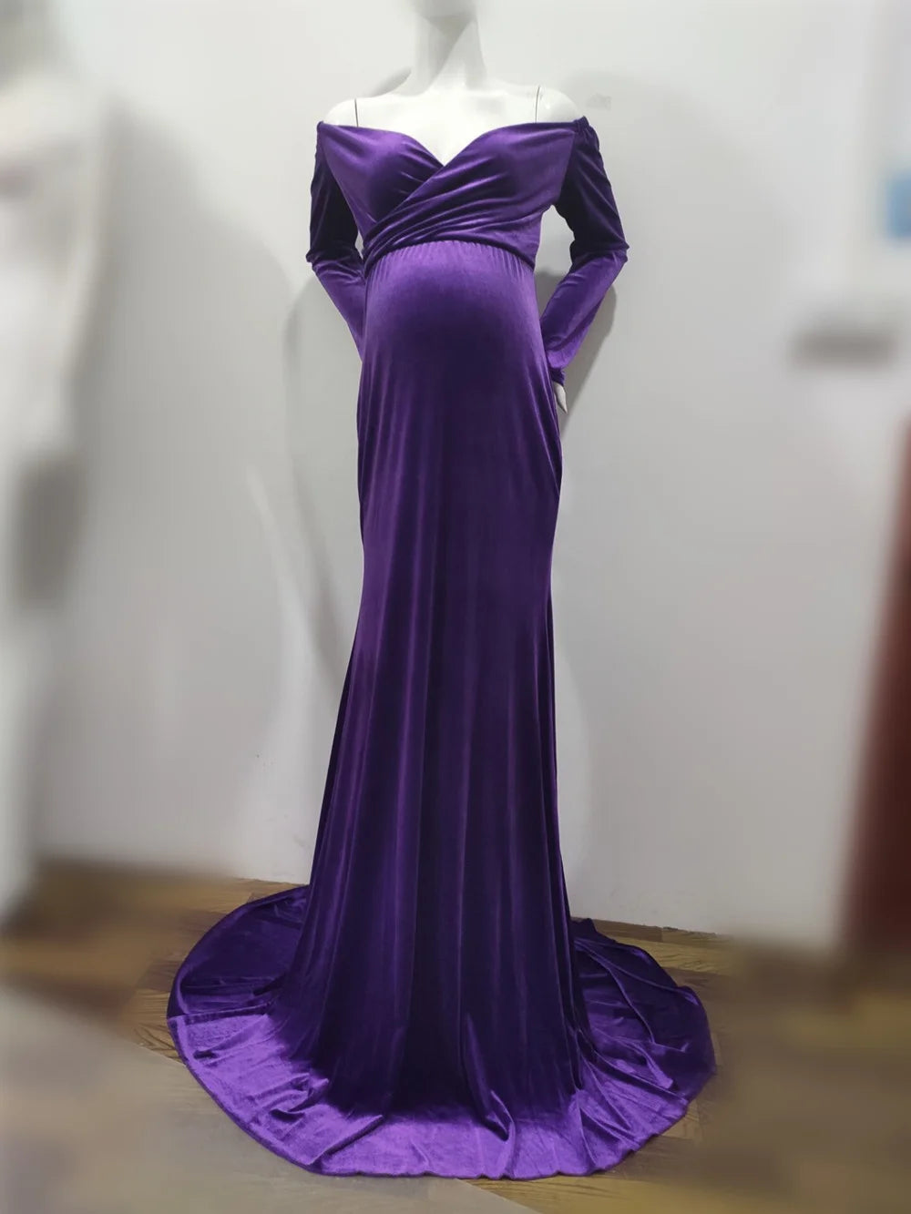 KMK - Long Velvet Maternity Gown