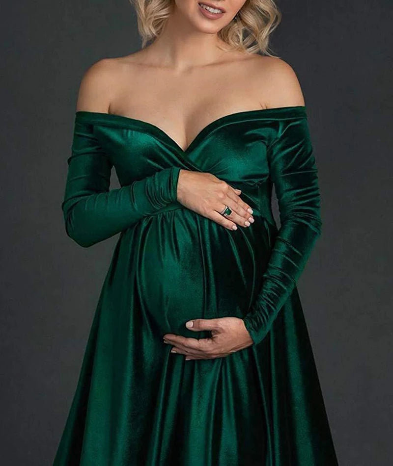 KMK - Long Velvet Maternity Gown