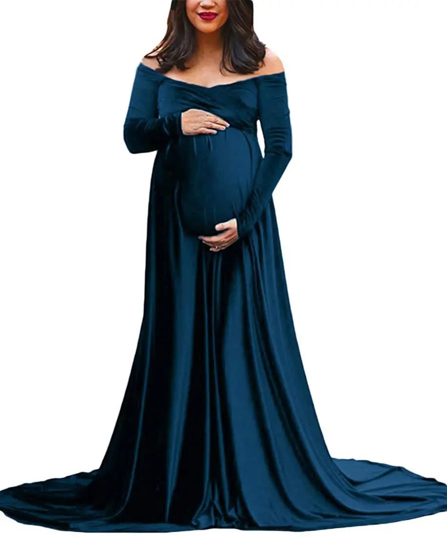 KMK - Long Velvet Maternity Gown