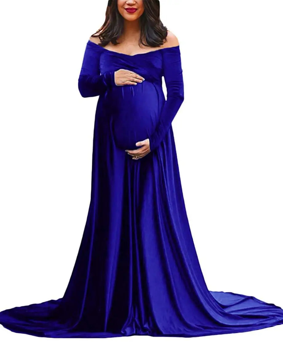 KMK - Long Velvet Maternity Gown