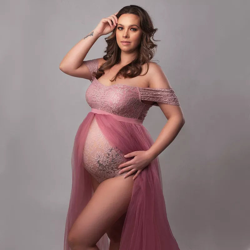 KMK - Maternity Tulle Dresses Bodysuit