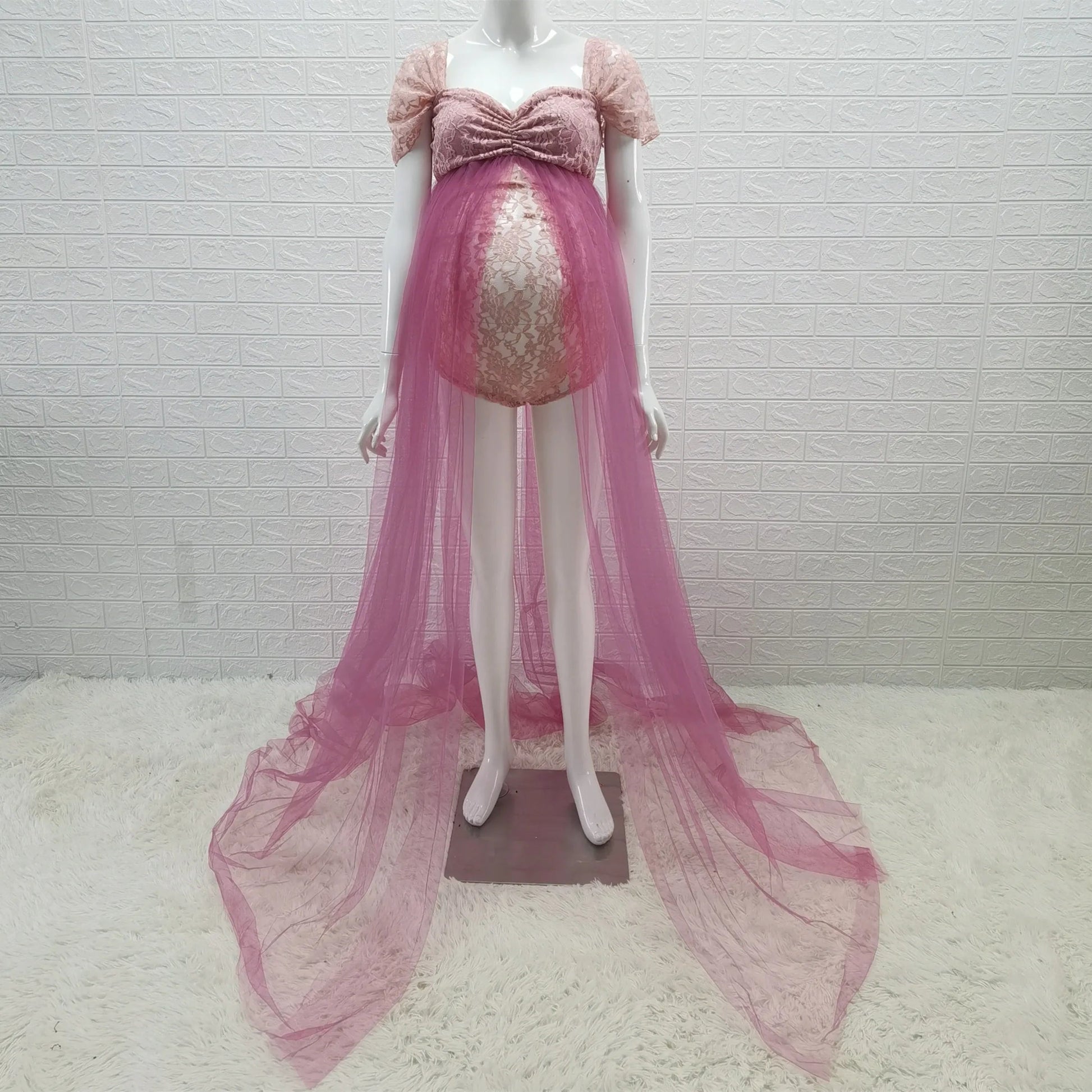 KMK - Maternity Tulle Dresses Bodysuit