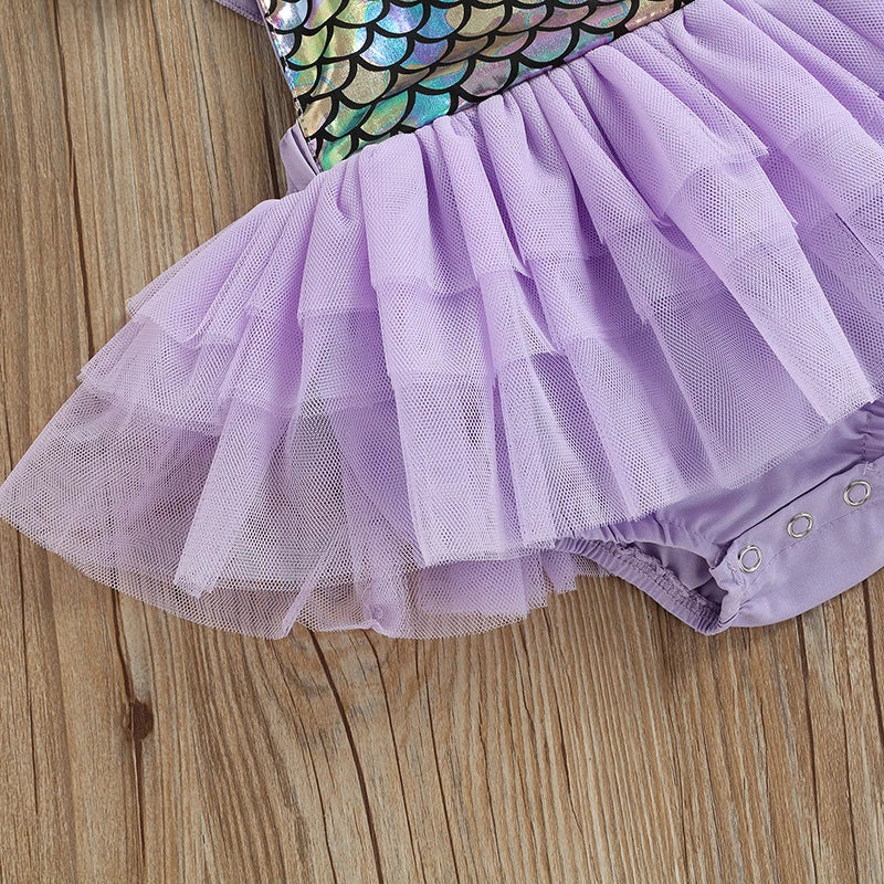 KMK - Mermaid Scale Tulle Splicing Tutu Romper