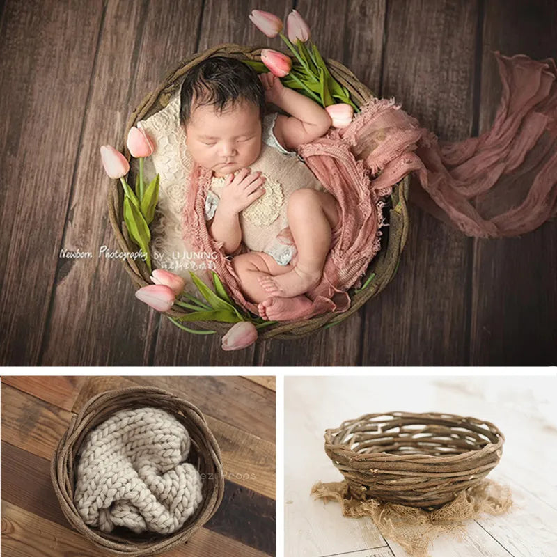 KMK - Natural Thick Rattan Basket Hand-Woven Bird Nest