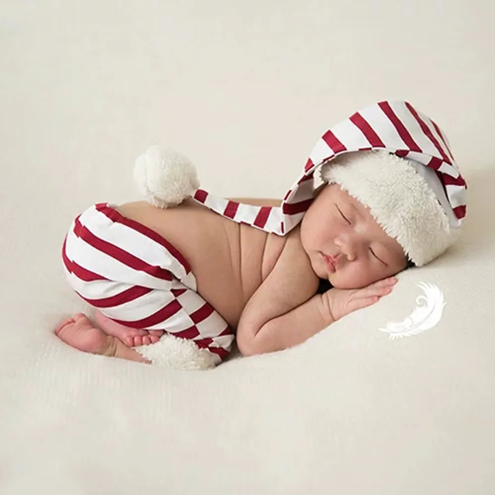 KMK - Newborn 2 Piece Striped Christmas Outfit Set