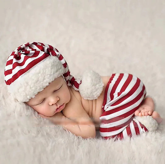 KMK - Newborn 2 Piece Striped Christmas Outfit Set