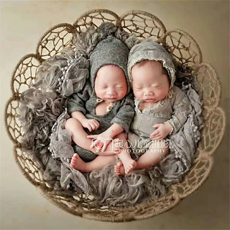 KMK - Newborn 50cm Hollow Woven Prop Basket