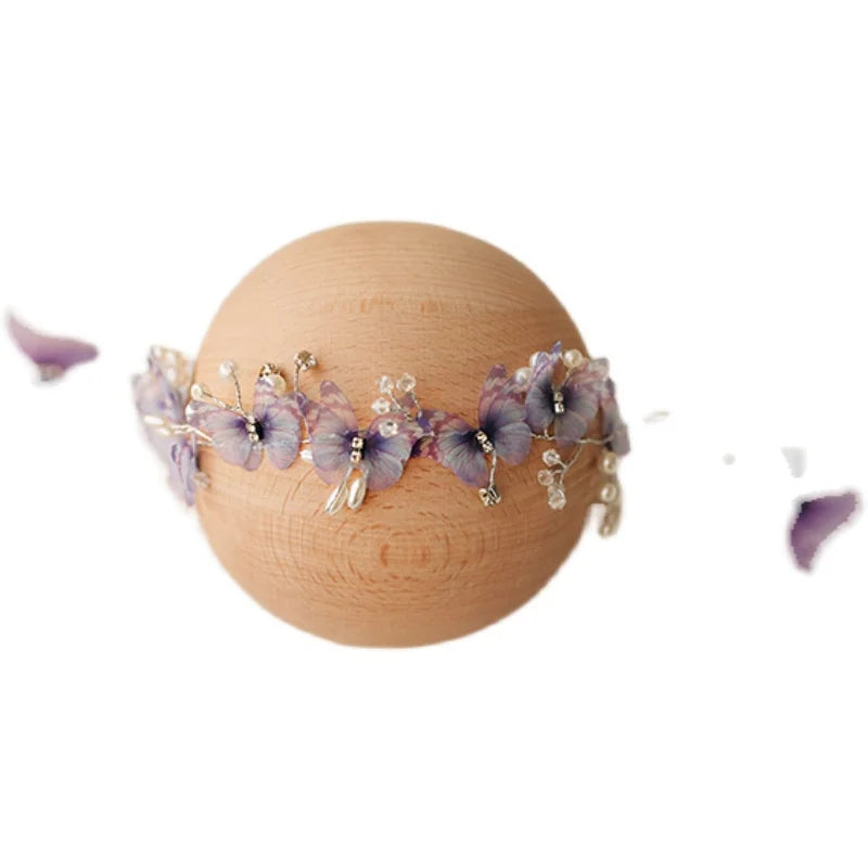 KMK - Newborn Butterfly Pearl Hair Headband - assorted colours