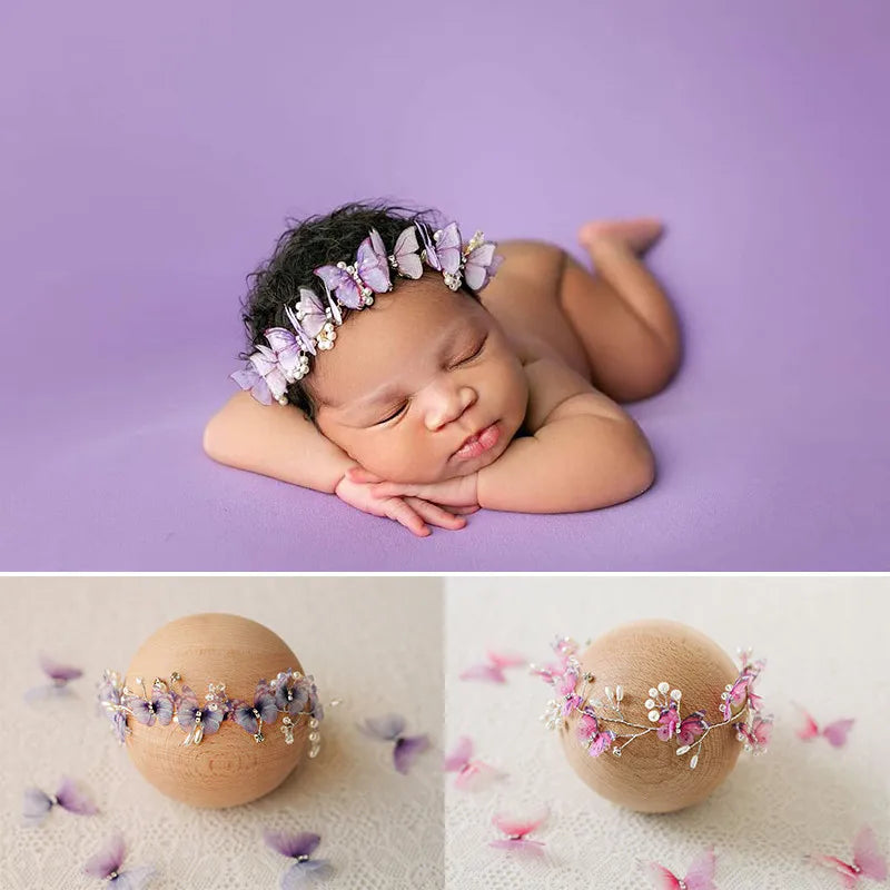 KMK - Newborn Butterfly Pearl Hair Headband - assorted colours