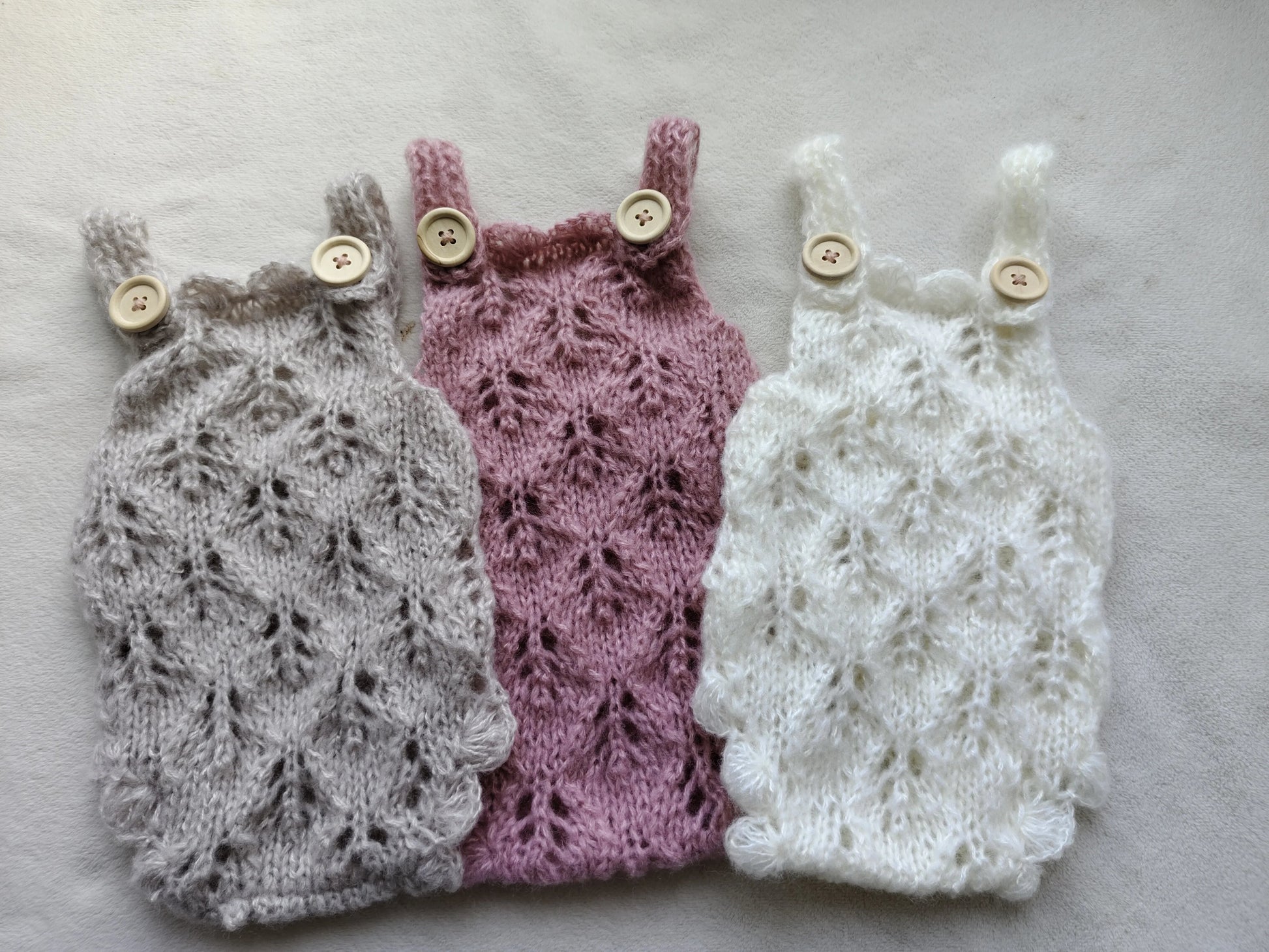 KMK - Newborn Flower Pattern Knitted overalls