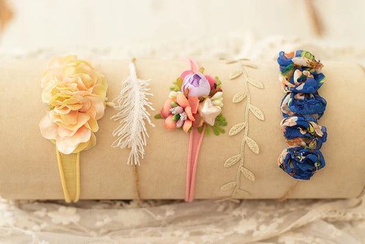 KMK - Newborn Handmade Floral Headbands 5pcs Set