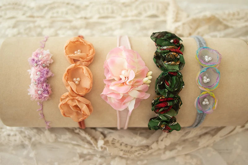 KMK - Newborn Handmade Floral Headbands 5pcs Set