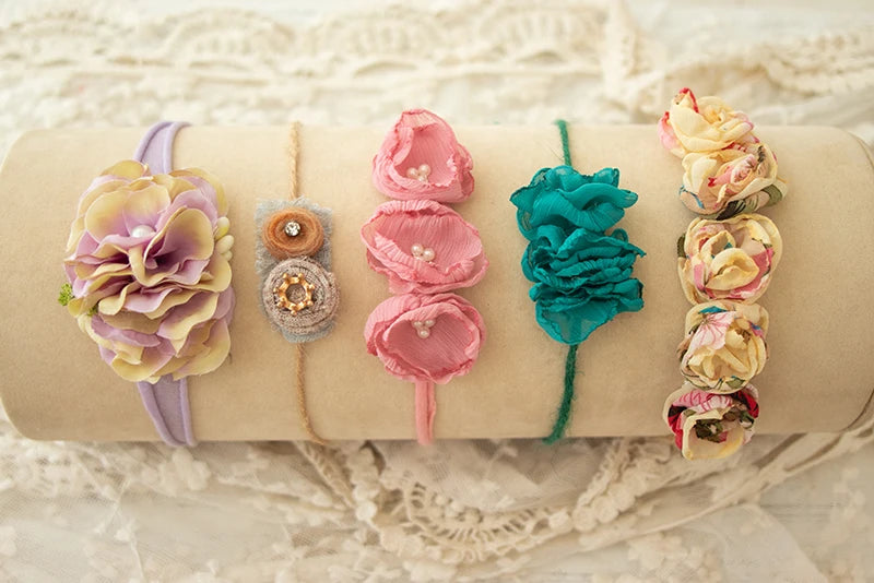 KMK - Newborn Handmade Floral Headbands 5pcs Set