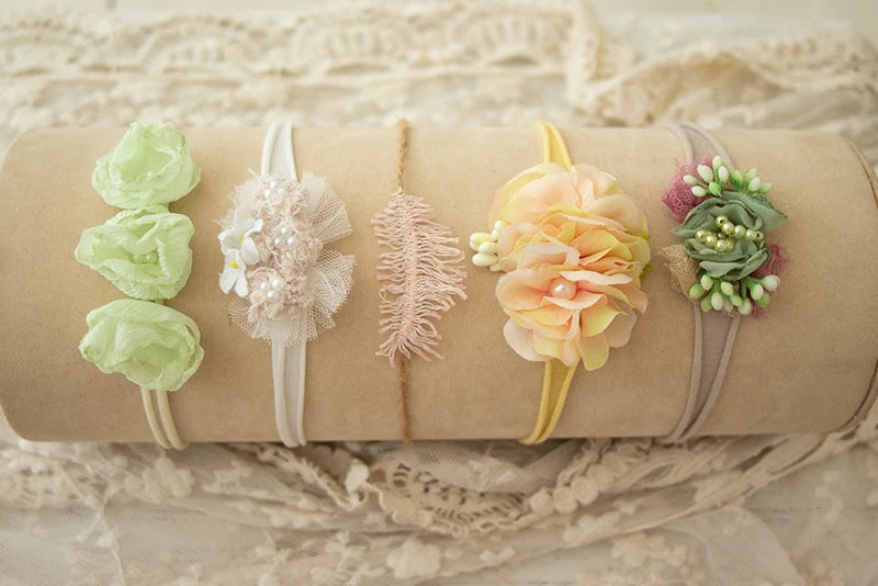 KMK - Newborn Handmade Floral Headbands 5pcs Set