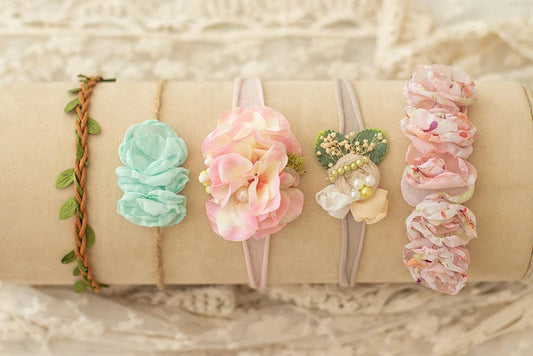 KMK - Newborn Handmade Floral Headbands 5pcs Set