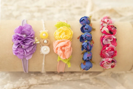 KMK - Newborn Handmade Floral Headbands 5pcs Set