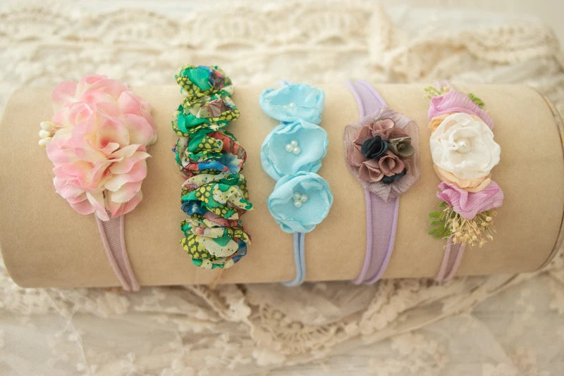 KMK - Newborn Handmade Floral Headbands 5pcs Set