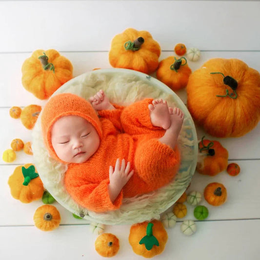 KMK - Newborn Handmade Wool Pumpkin Set Photo Props