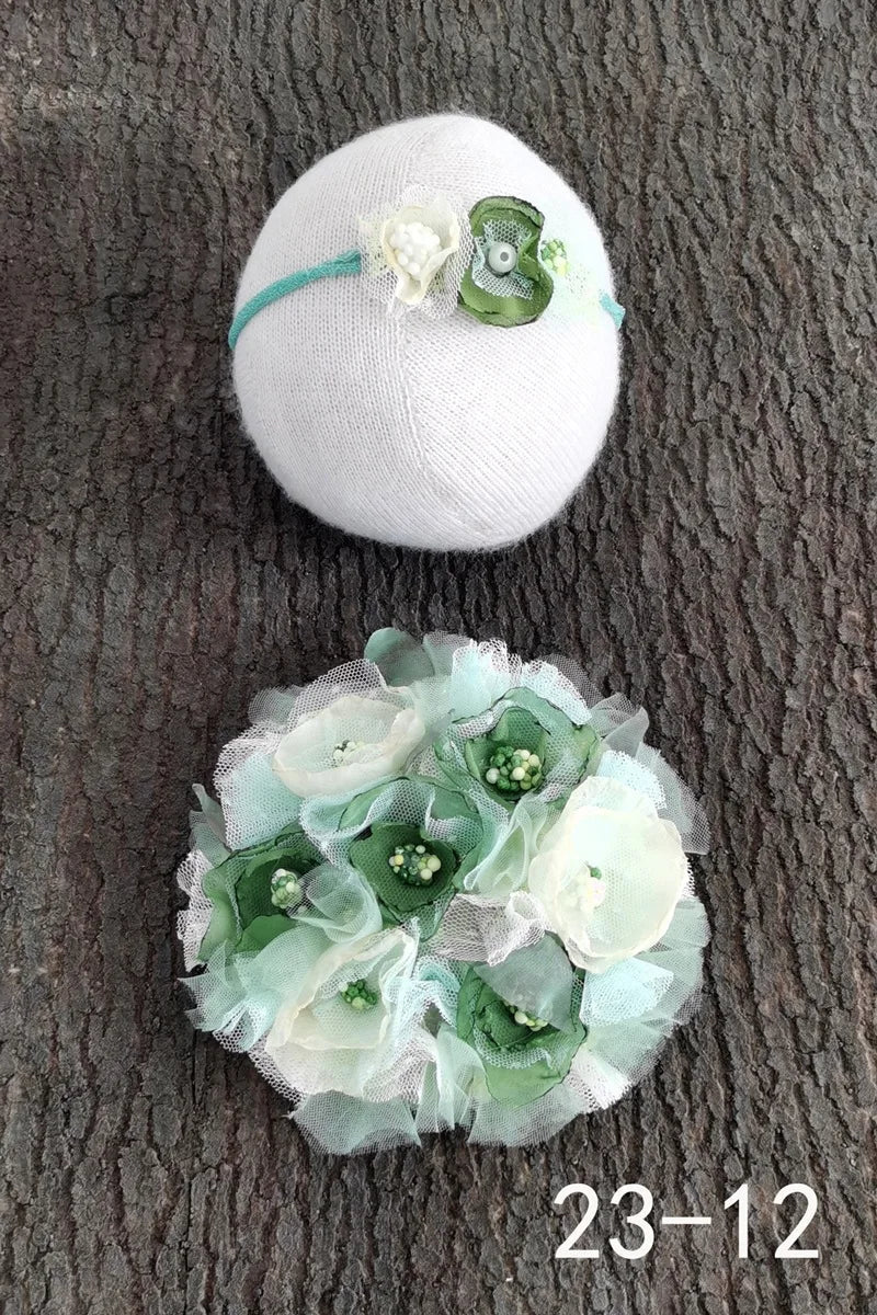 KMK - Newborn Headband + flower cover set