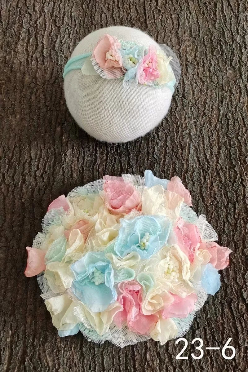 KMK - Newborn Headband + flower cover set