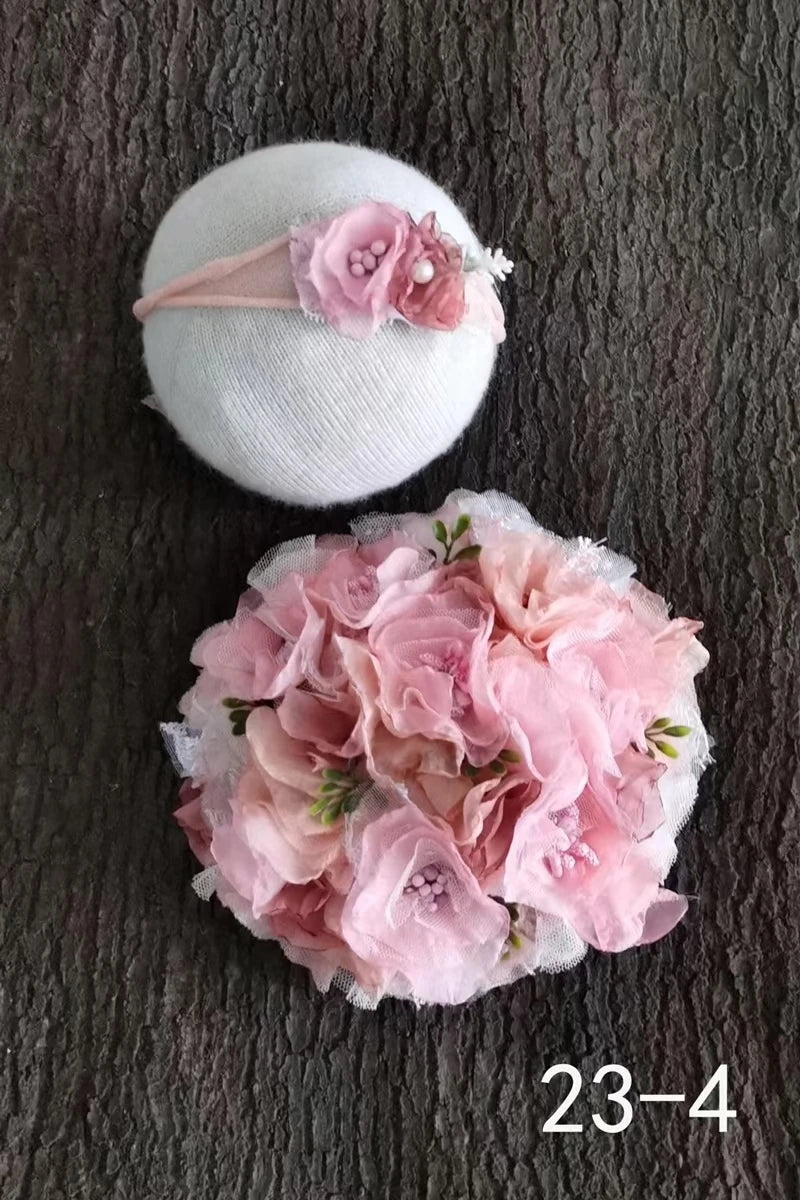 KMK - Newborn Headband + flower cover set