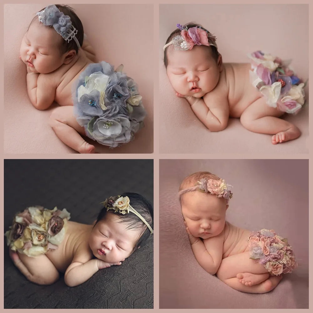 KMK - Newborn Headband + flower cover set