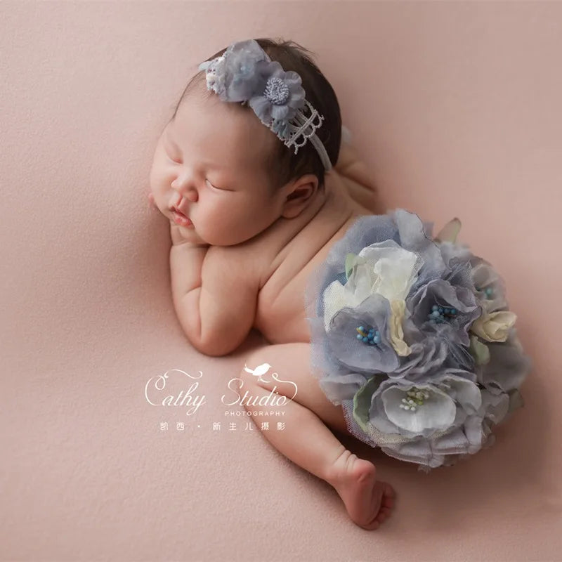 KMK - Newborn Headband + flower cover set