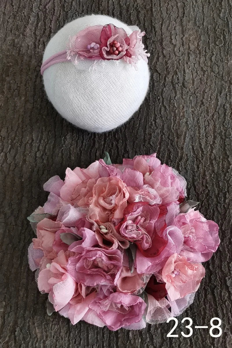 KMK - Newborn Headband + flower cover set