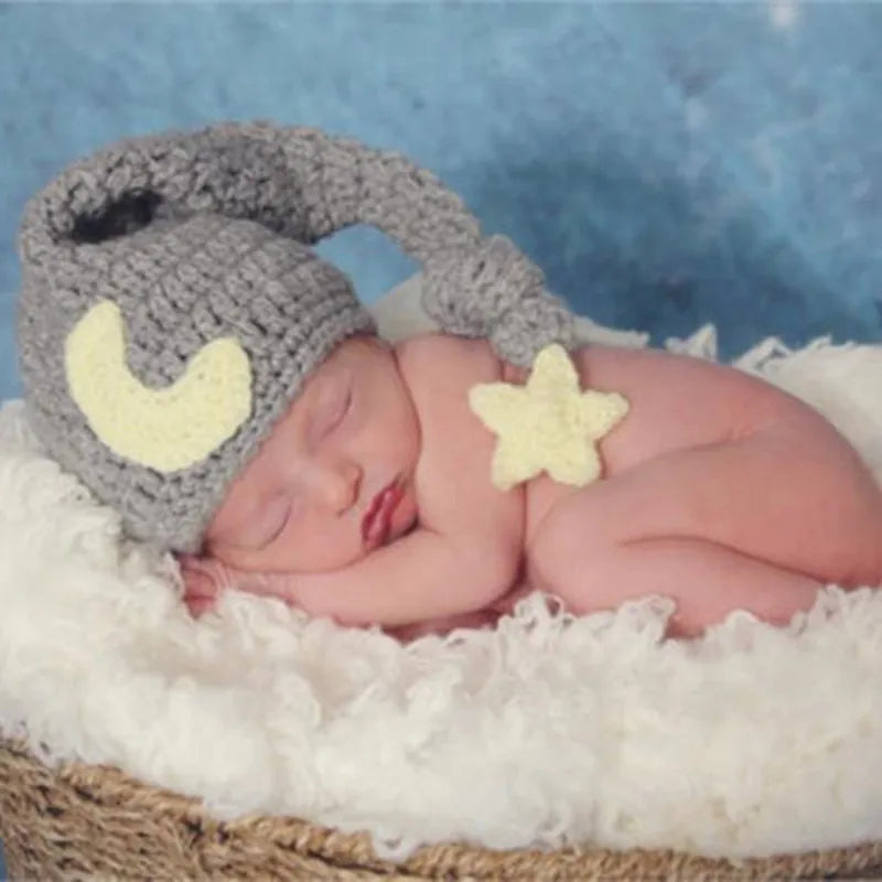 KMK - Newborn Knitted Crochet Moon Star Hat