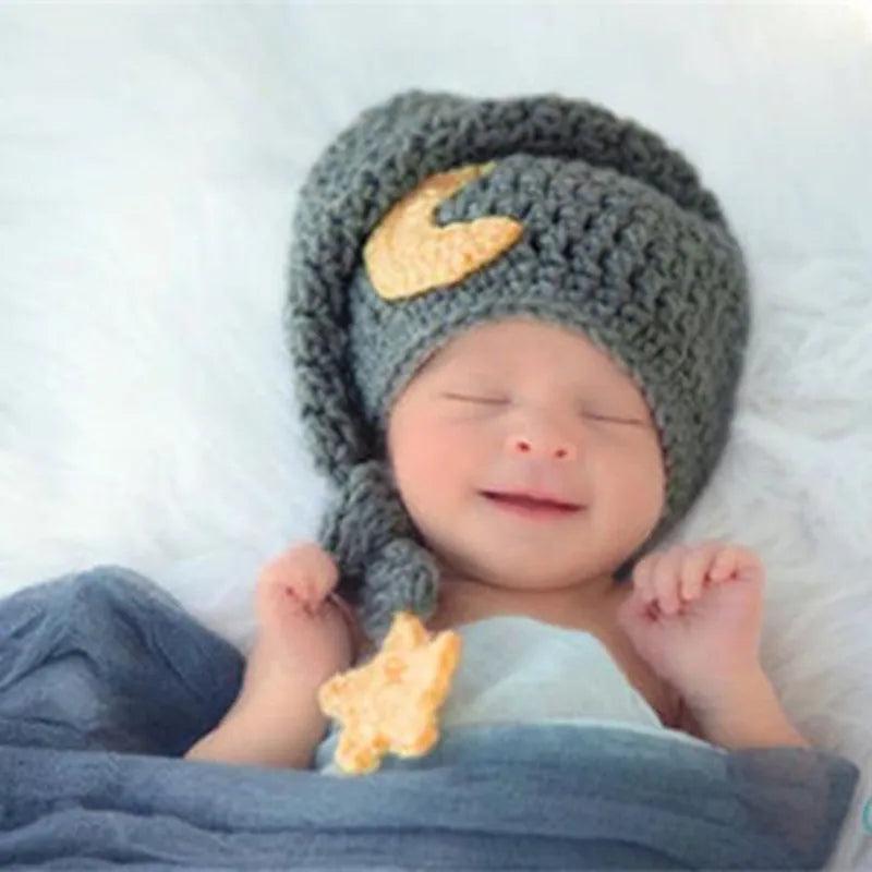 KMK - Newborn Knitted Crochet Moon Star Hat