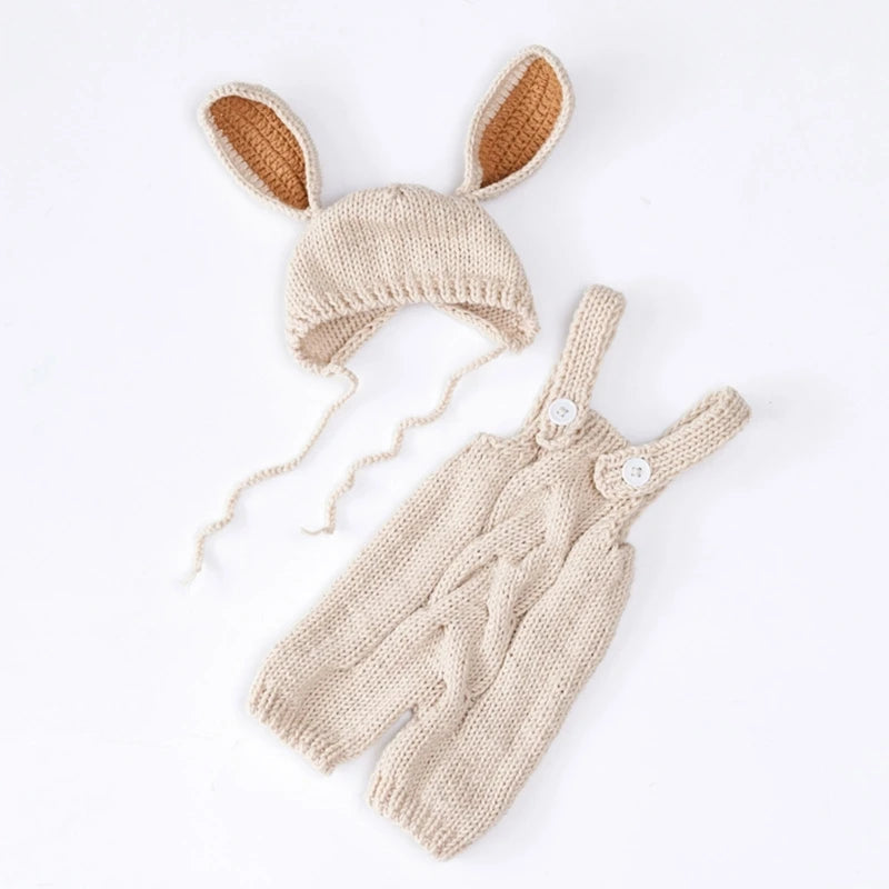 KMK - Newborn Knitted Romper+Bonnet Outfit