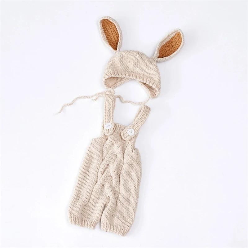 KMK - Newborn Knitted Romper+Bonnet Outfit