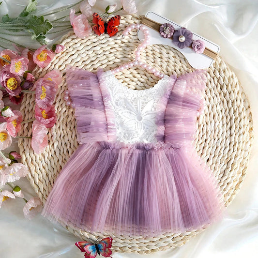 KMK - Newborn Lace Dress + Headband