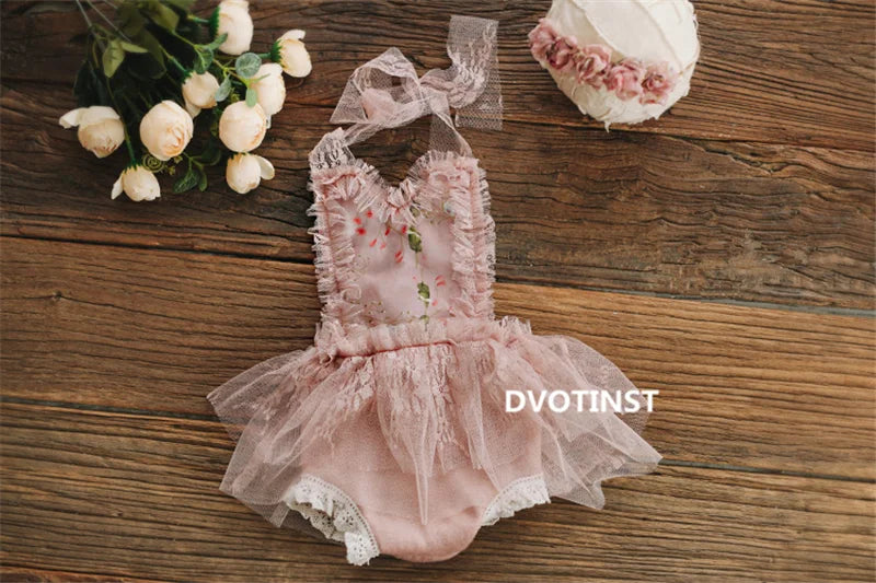 KMK - Newborn Lace Floral Dress Romper