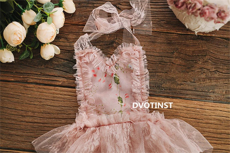 KMK - Newborn Lace Floral Dress Romper