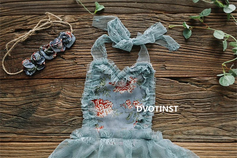 KMK - Newborn Lace Floral Dress Romper